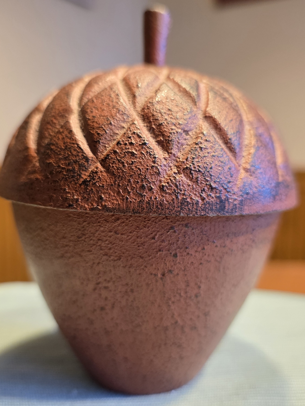 Heavy Cast Iron Acorn Shape Lidded Box